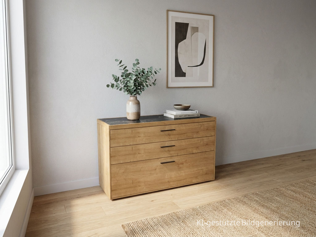 Wöstmann WM 2520 - Sideboard | Type 2251 | B: 121,9 cm | Wildeiche massiv, Keramik