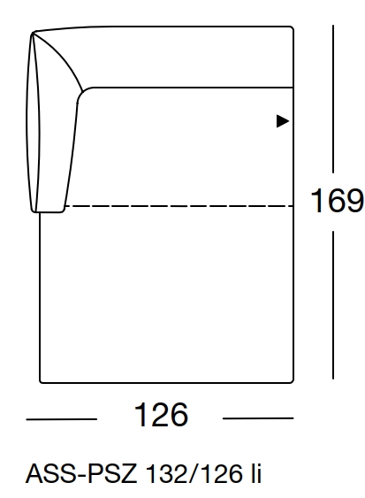freistil Rolf Benz 132 - Abschlusssessel mit Polstersitz links | B: 126 cm | ASS-PSZ 132/126li