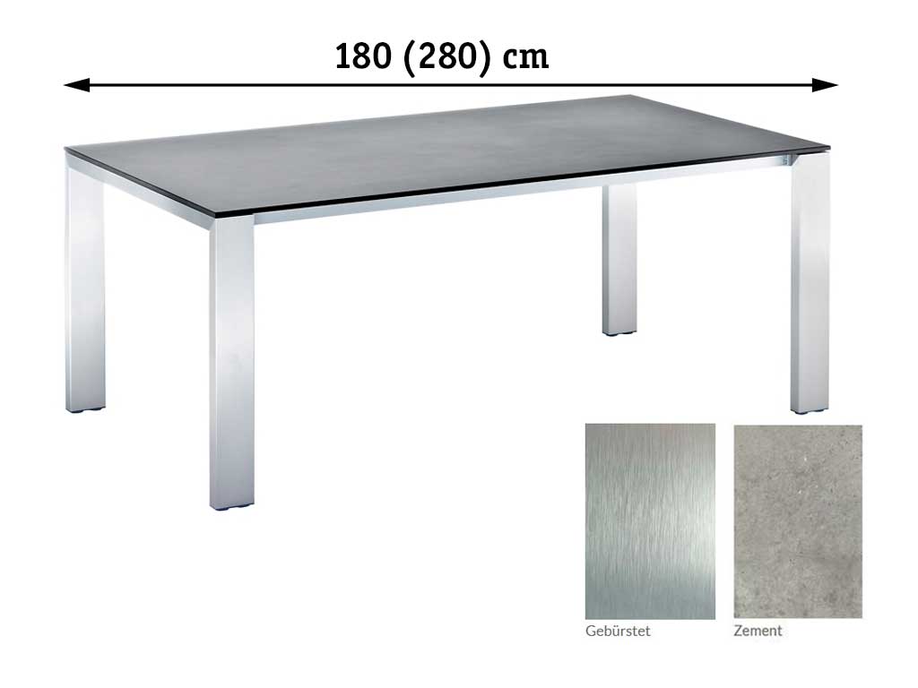 Niehoff Garden. Newport | G623 | Ausziehtisch | 180 (280) x 100 cm | Aluminium/HPL Zement