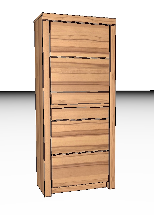 Wöstmann Soleo 3000 - Schrank | Type 4753/4754 | H: 168,8 cm | konfigurierbar Ein schmaler, hoher Kleiderschrank aus Holz mit fünf geräumigen Schubladen in Vorderansicht