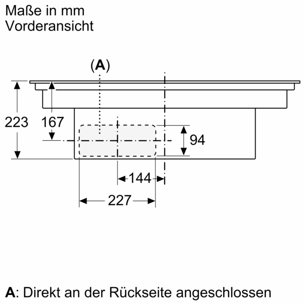 Produkt- & Einbauzeichung Induktionskochfeld EX87BNX68E.