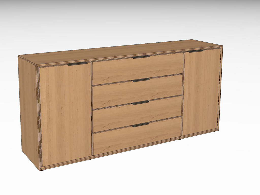 Wöstmann WSM 4400 - Kommode (2180), 4 Schubkästen, 2 Türen | Erle massiv | B: 180,9 cm | konfigurierbar Holzkommode mit vier Schubladen und zwei Türen, moderne Ausführung