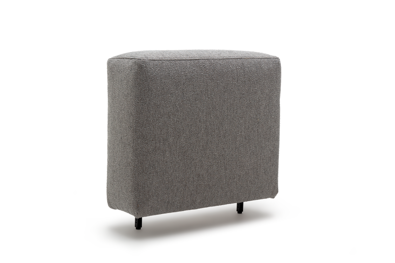 freistil Rolf Benz 122 ECHT - Rücken | 70 x 25 cm Grauer Hocker mit rechteckiger Form und schlichten Metallfüßen auf weißem Hintergrund