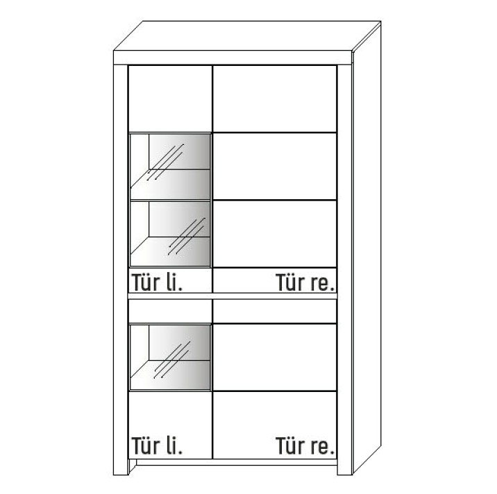 Illustration eines Vitrinenschrankes vor weißem Hintergrund