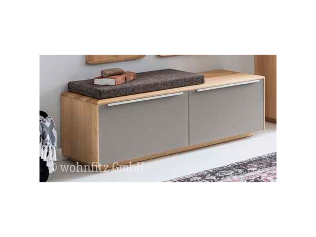 Bienenmühle Novum- Bank mit 2 Klappen | B 120 cm | Kernbuche oder Wildeiche furniert