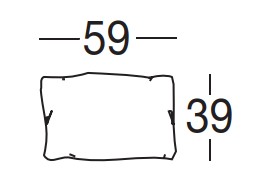 Illustration eines Kissens mit Maßangabe vor weißem Hintergrund