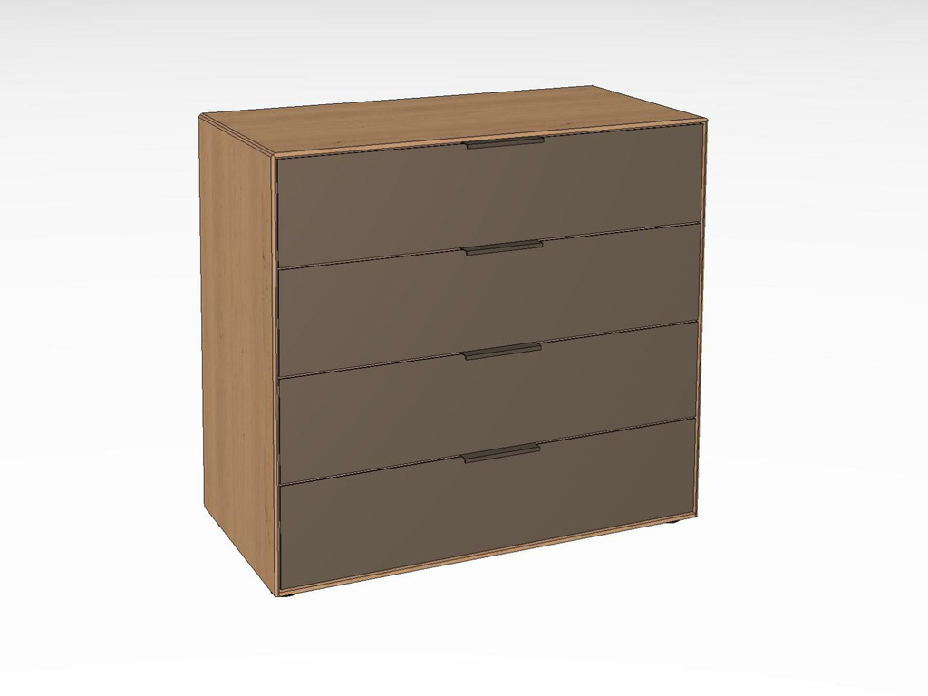 Braune Holzkommode mit vier geräumigen Schubladen, ideal für Aufbewahrung