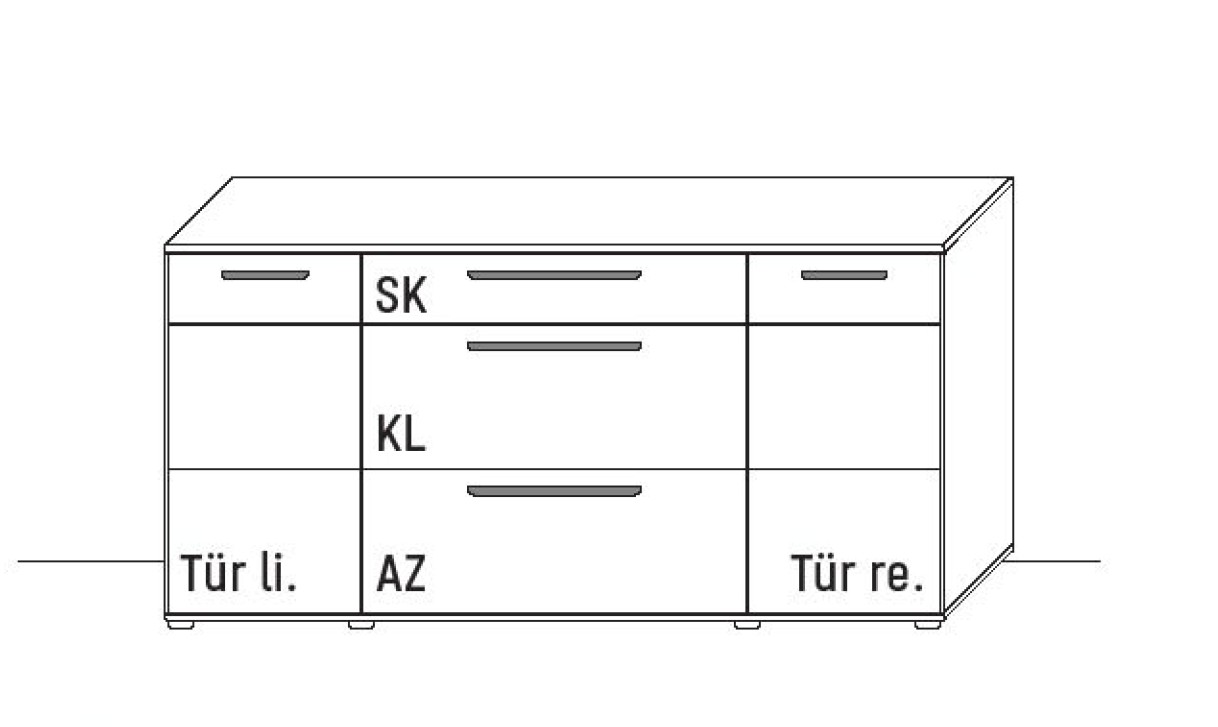 Illustration eines Sideboards vor weißem Hintergrund