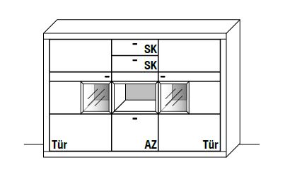 WM.A.3841 Wöstmann. Aurum | Highboard mit offenem Fach | Type 3841 / 3041n 