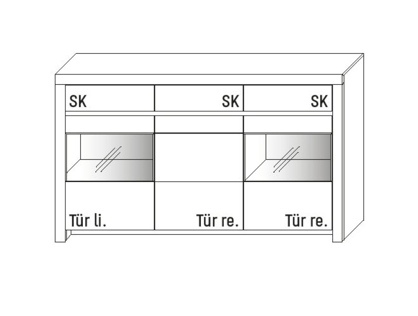 Illustration eines Highboards vor weißem Hintergrund