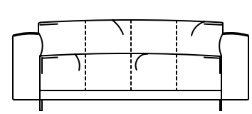 Maßzeichnung eines Sofaelements vor weißem Hintergrund freistil Rolf Benz 136