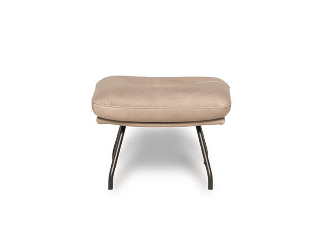 Beiger Fußhocker mit schwarzem Metallgestell, ideal für moderne Einrichtung