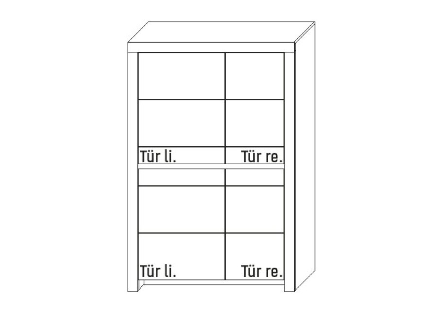 Illustration eines Vitrinenschrankes vor weißem Hintergrund