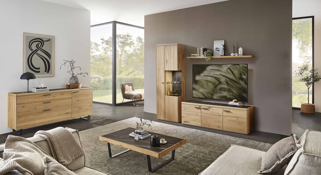 Wöstmann WM 2520 - Couchtisch | Type 9500 | B: 120,0  cm | Wildeiche massiv, Keramikplatte