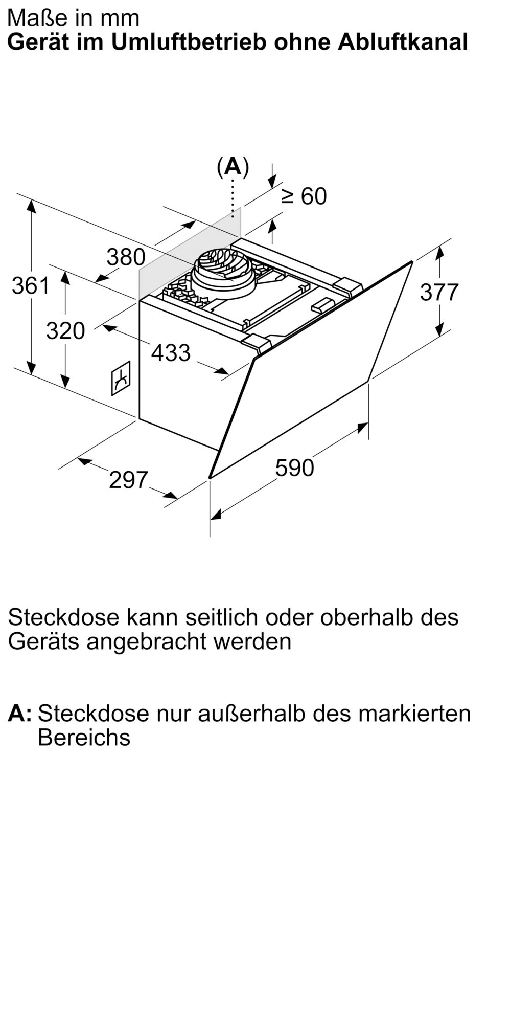 Einbauzeichnung zum Siemens Gerät LC67KCN65.