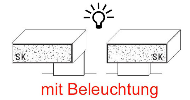 2 x Konsole, 1 Schubkasten mit Akzent + Bel. | B 55,0 cm