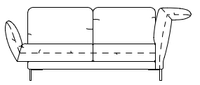 Illustration eines Sofaelements vor weißem Hintergrund freistil Rolf Benz 140
