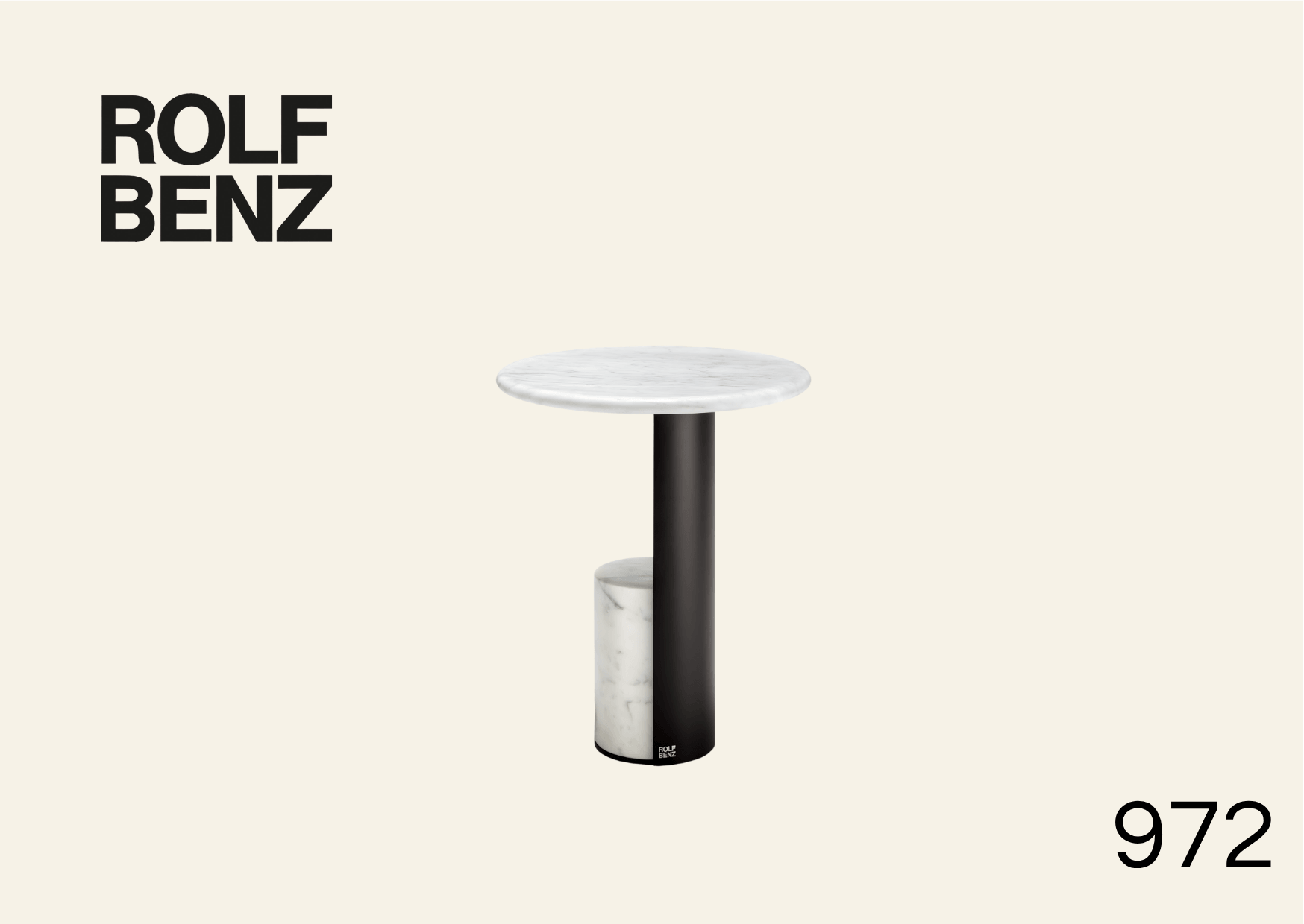 Beistelltisch mit Marmor Tischplatte. Aufschrift Bild: Rolf Benz 972.