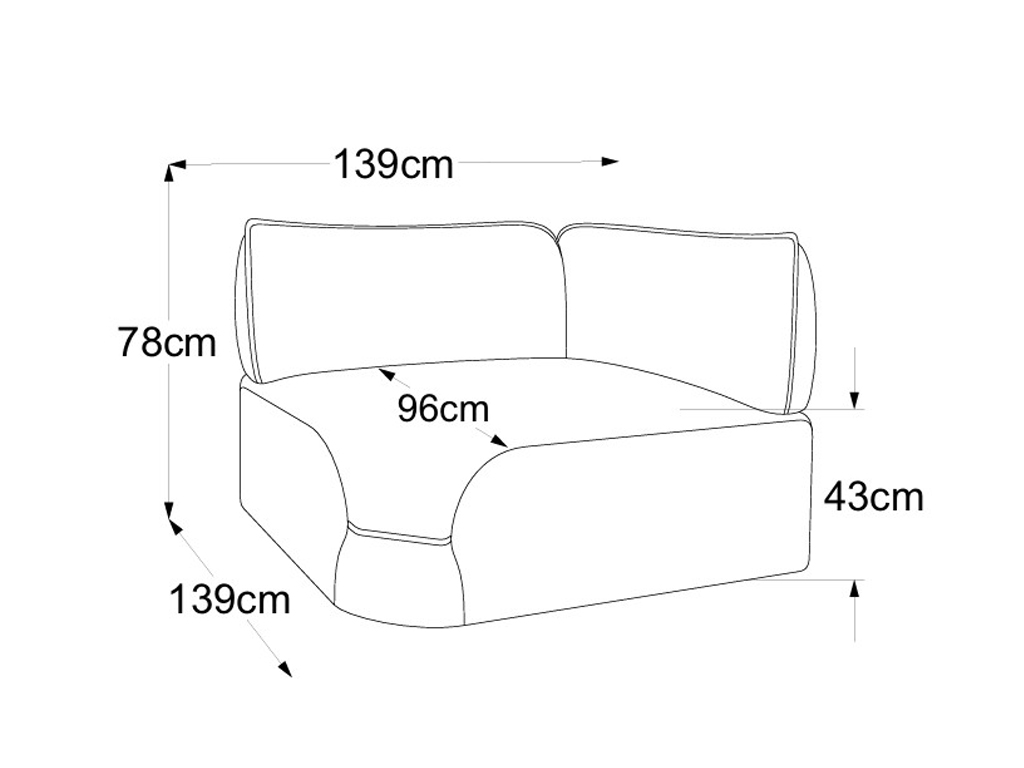 designwerk Fluffy - Trapezecke | B: 139 cm | ohne Funktion | D073519