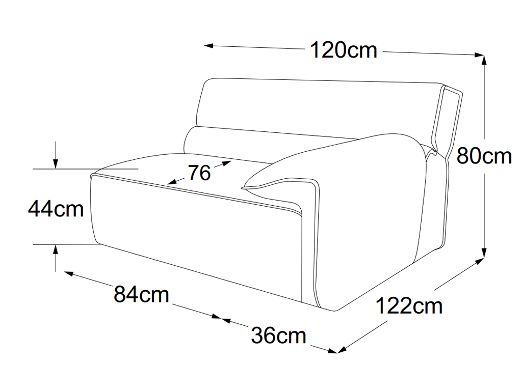 designwerk Vola - Element 105 Armteil rechts | B: 120 cm | D009106