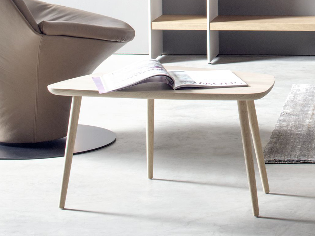 Sudbrock Mellini - Couchtisch organisch 70 x 55 cm | Massivholz oder Lackausführung | Höhe 39 oder 49 cm Beistelltisch mit organisch geformter Tischplatte
