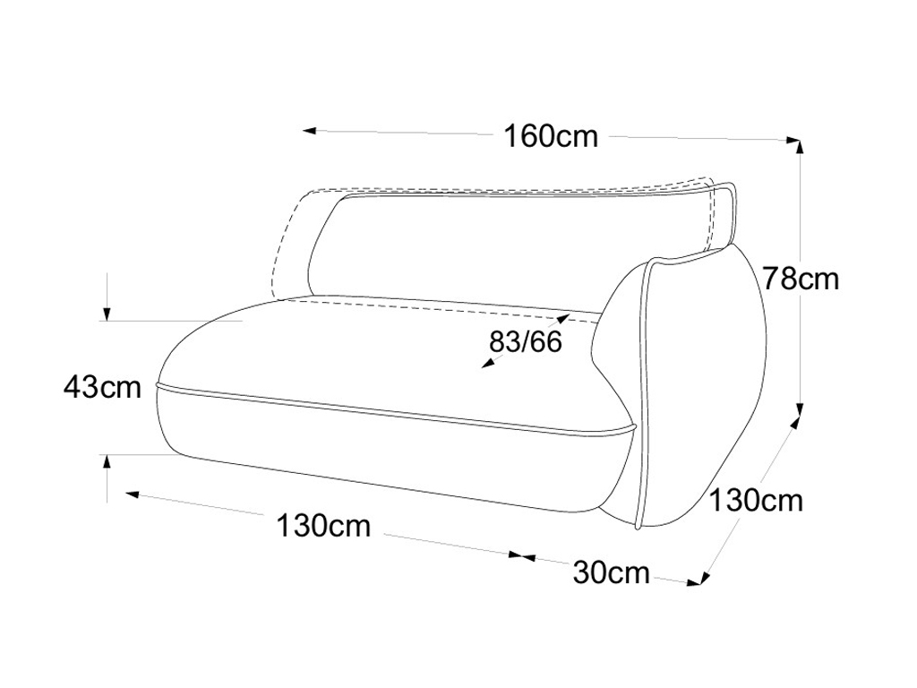 designwerk Fluffy - Element 130 Armteil rechts | B: 160 cm | mit Rückenverstellung | D073127