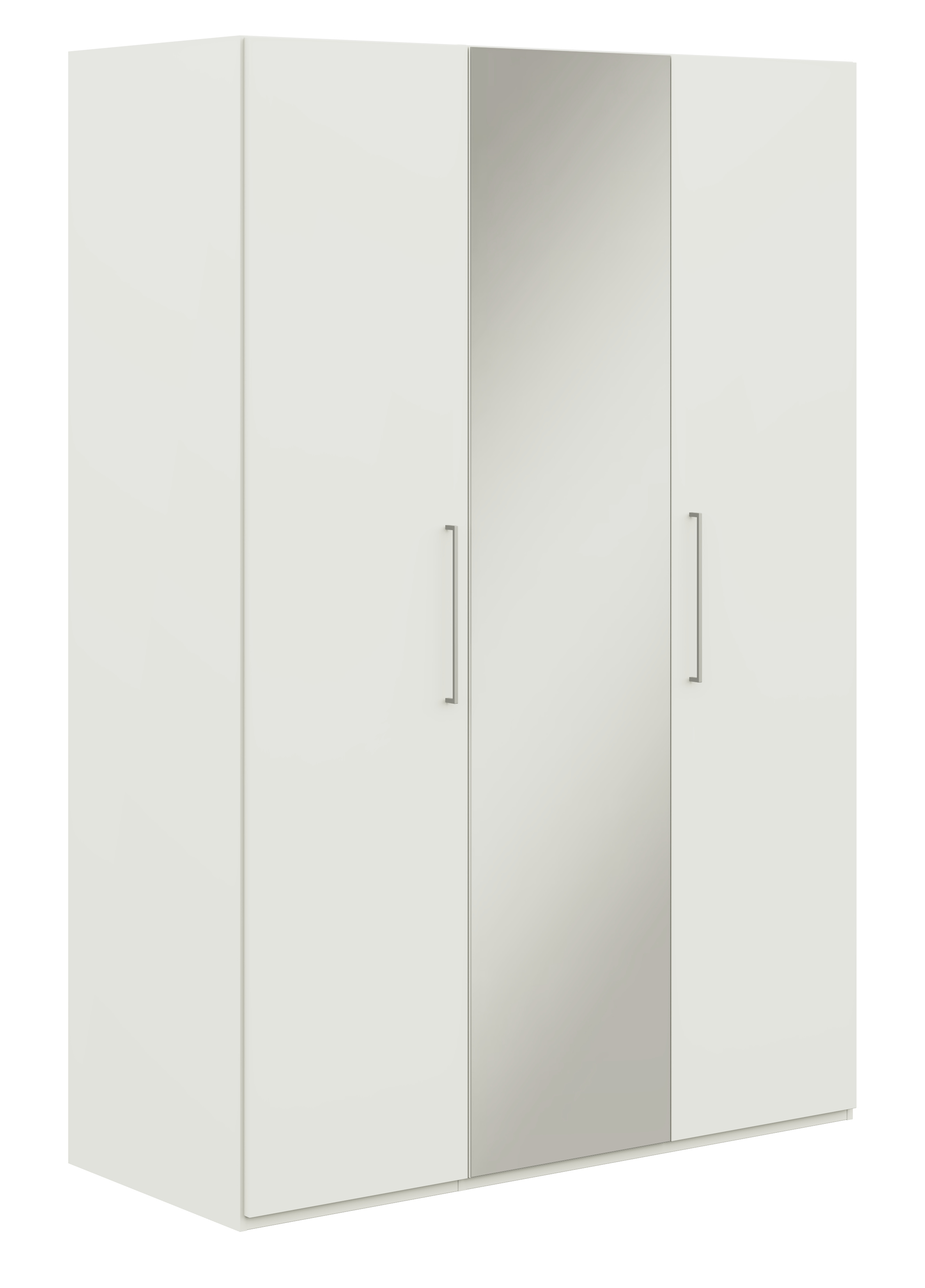 Röhr Bush cocoon - 3 türiger Kleiderschrank mit Spiegel | weiß | B: 151,3 cm Dreitüriger Kleiderschrank in Weiß mit mittlerer Spiegeltür und schlichten Griffen
