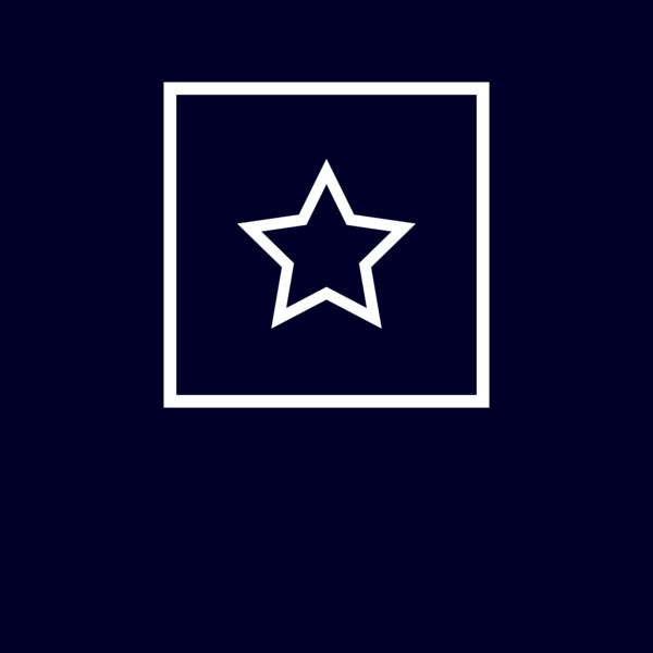 Grafik mit weißem Stern in einem Quadrat auf dunkelblauem Hintergrund