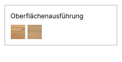 Farbmuster von verschiedenen Holzoberflächen in Tabellenform von Hasena