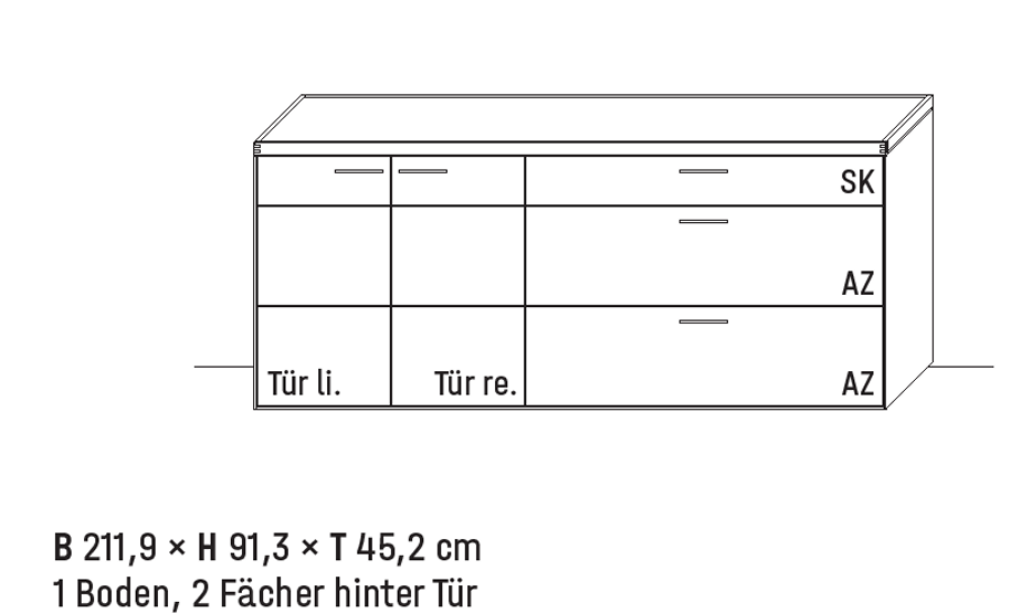 Wöstmann WM 2520 - Sideboard | Type 2183/2184 | B: 211,9 cm | Wildeiche massiv