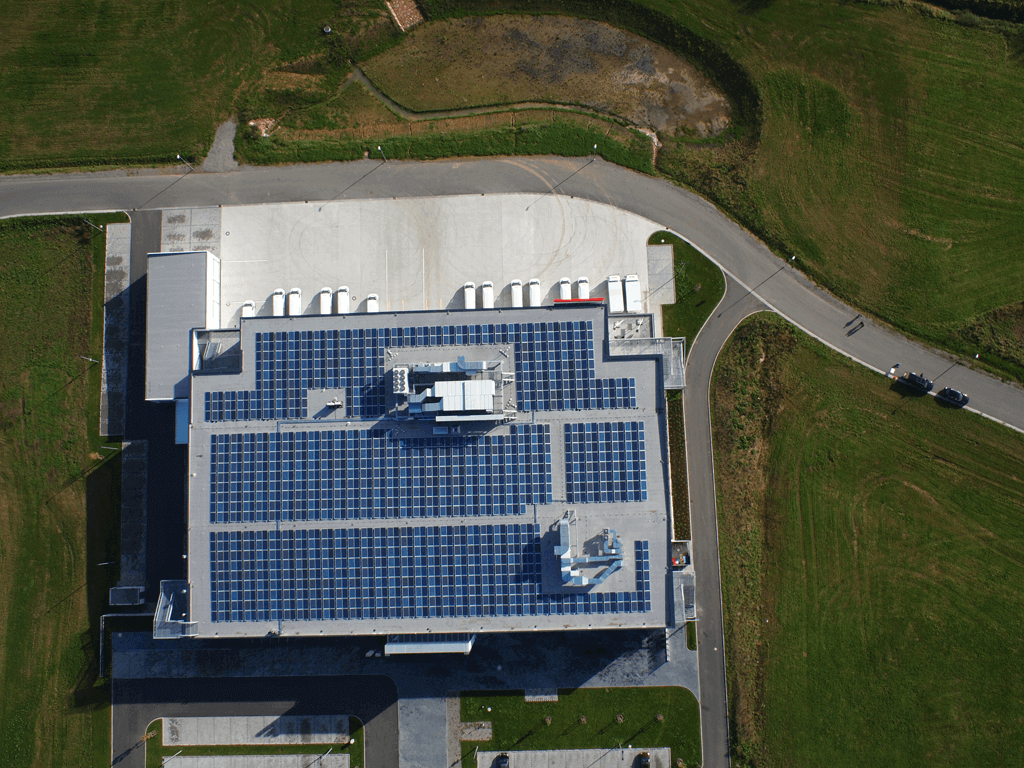 Firmengebäude wohnfitz von oben fotografiert