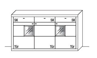 Illustration eines Highboards vor weißem Hintergrund