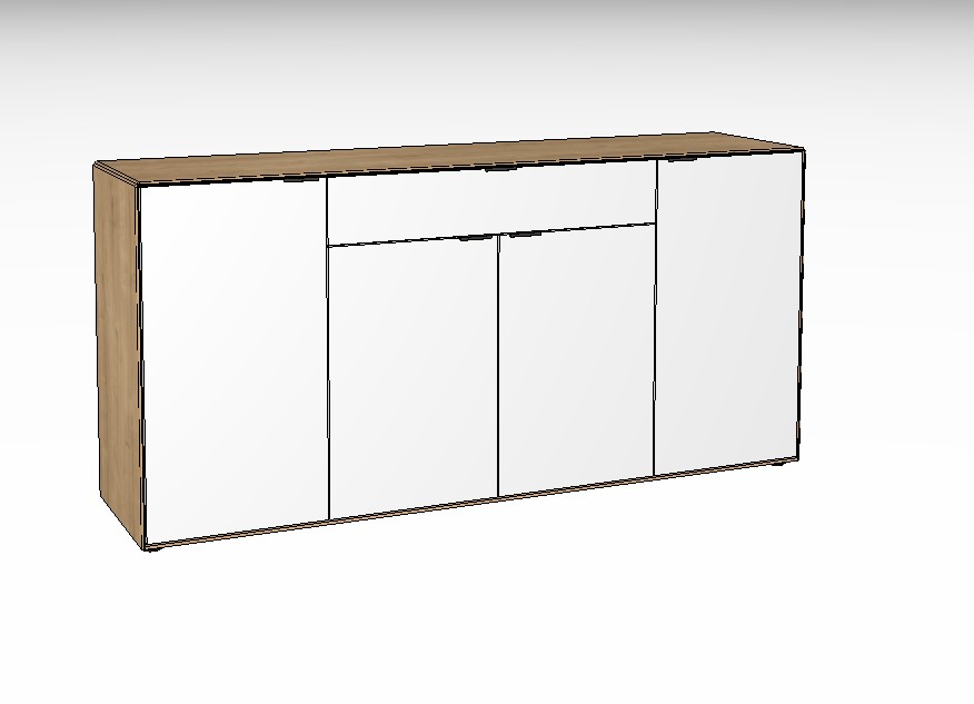 weiß braunes Sideboards vor weißem Hintergrund