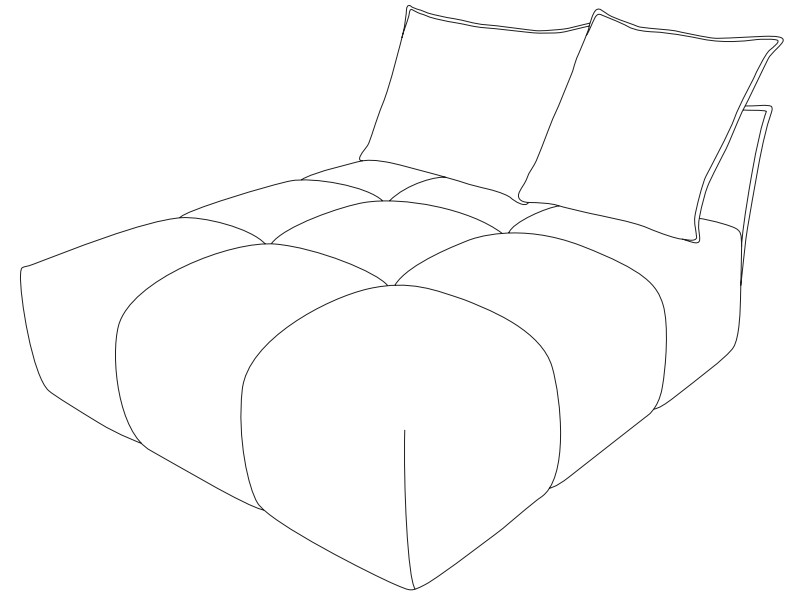 DW.P.D064107 designwerk Palace - Recamiere ohne Armteil | inkl. 1 Kissen A & 1 Kissen B | B: 149 cm | D064107