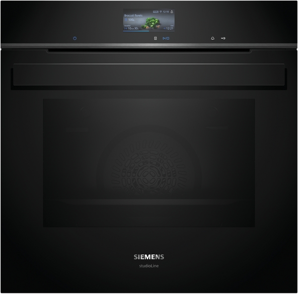 Siemens studioLine - Einbau-Backofen iQ700 (60x60 cm) INKL. 5 JAHRE GARANTIE | HB976GMB1 Schwarzer Siemens studioLine Backofen mit Touch-Display