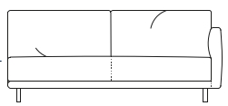 Illustration eines Sofaelements vor weißem Hintergrund freistil Rolf Benz 133