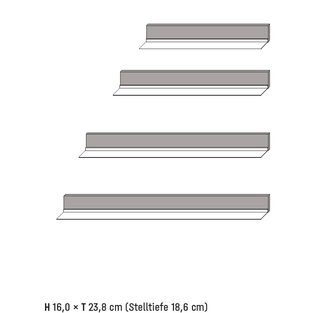 Wöstmann WM 2610 - Wandbord | Type 8120/8145/8180/8210 | Wildeiche massiv, Metallboden | 4 Breiten konfigurierbar