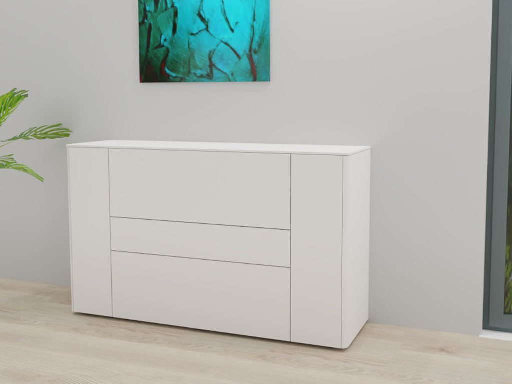 Sudbrock Goya - Sideboard | 3 Schubladen, 2 Türen | B: 155,2 cm | Lack verkehrsweiß