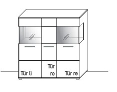 Illustration eines Highboards vor weißem Hintergrund