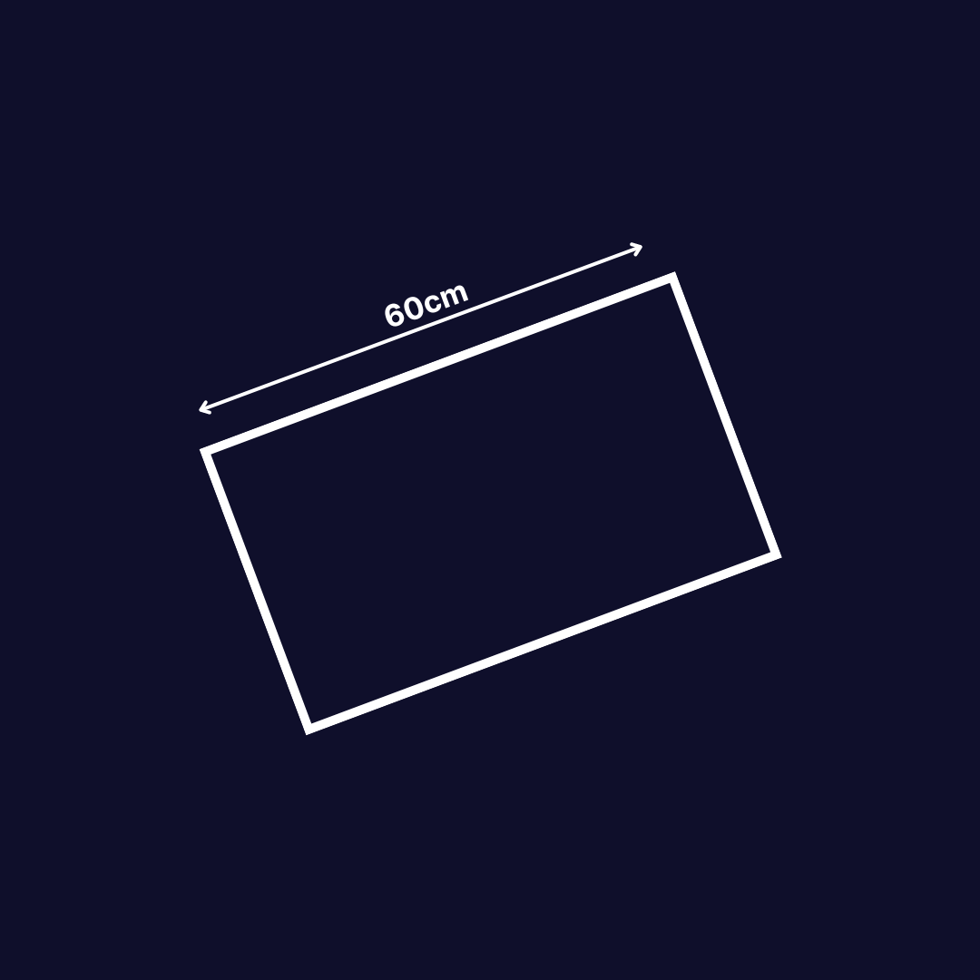 Grafik eines rechteckigen Umfangs mit 60 cm Länge