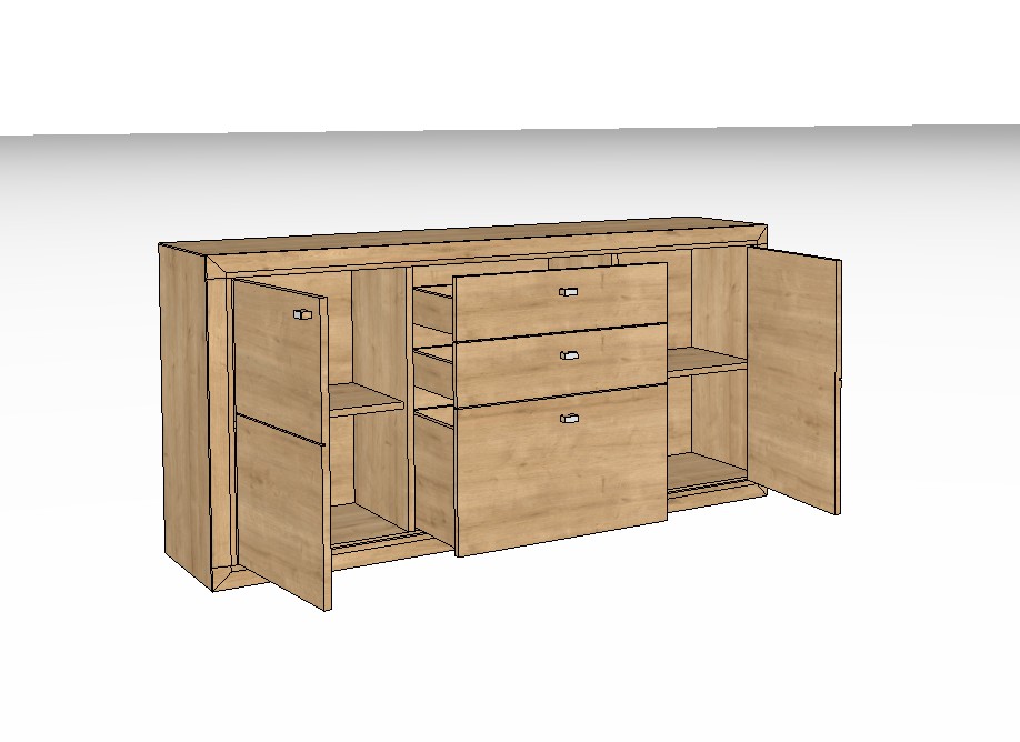 braunes Sideboard vor weißem Hintergrund