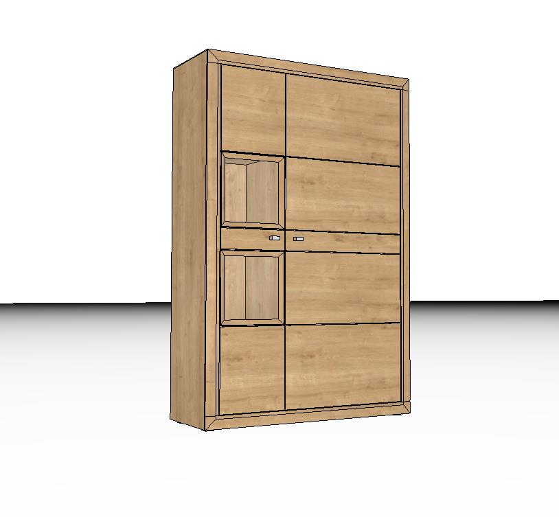 Wöstmann Aurum - Schrank | Type 4023/4024 | B: 108,2 cm | Wildeiche massiv | konfigurierbar Ein moderner Holzschrank mit mehreren Fächern und Türen, perfekt für die Aufbewahrung in Wohn- oder Schlafzimmer.
