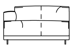 Illustration eines Sofaelements vor weißem Hintergrund freistil Rolf Benz 136