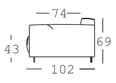 Übertiefes Modell in Stoff | 102 cm