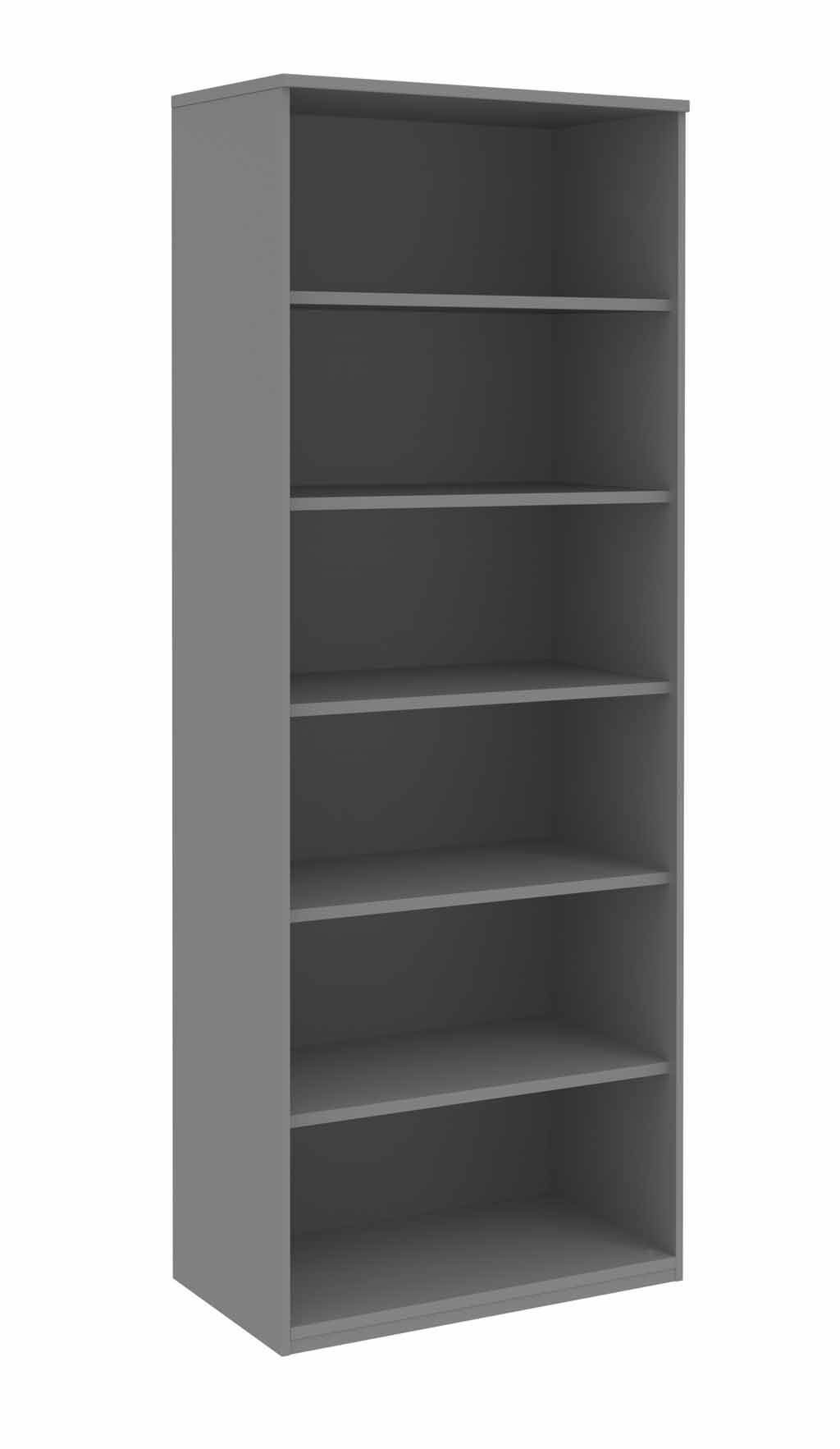 Röhr Bush. techno - offenes Regal | B: 80,0 cm | mittelgrau Graues, minimalistisches Bücherregal mit fünf offenen Regalböden für Bücher und Dekorationen