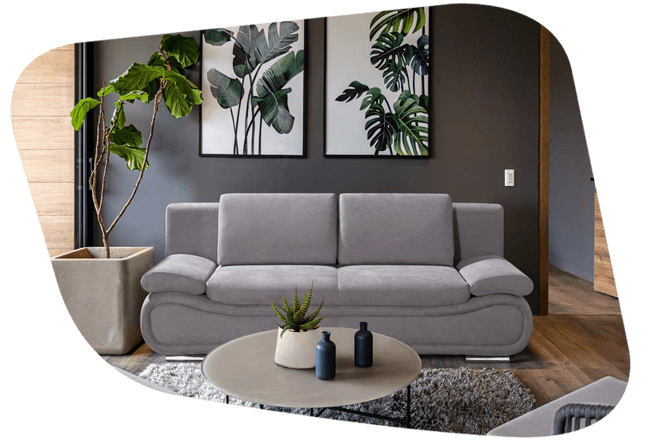 graues Sofa mit geschwungenem Design