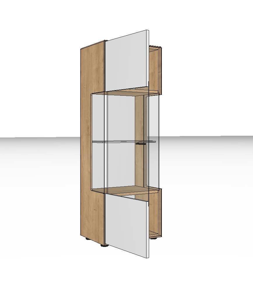 weiß braune Vitrine vor weißem Hintergrund