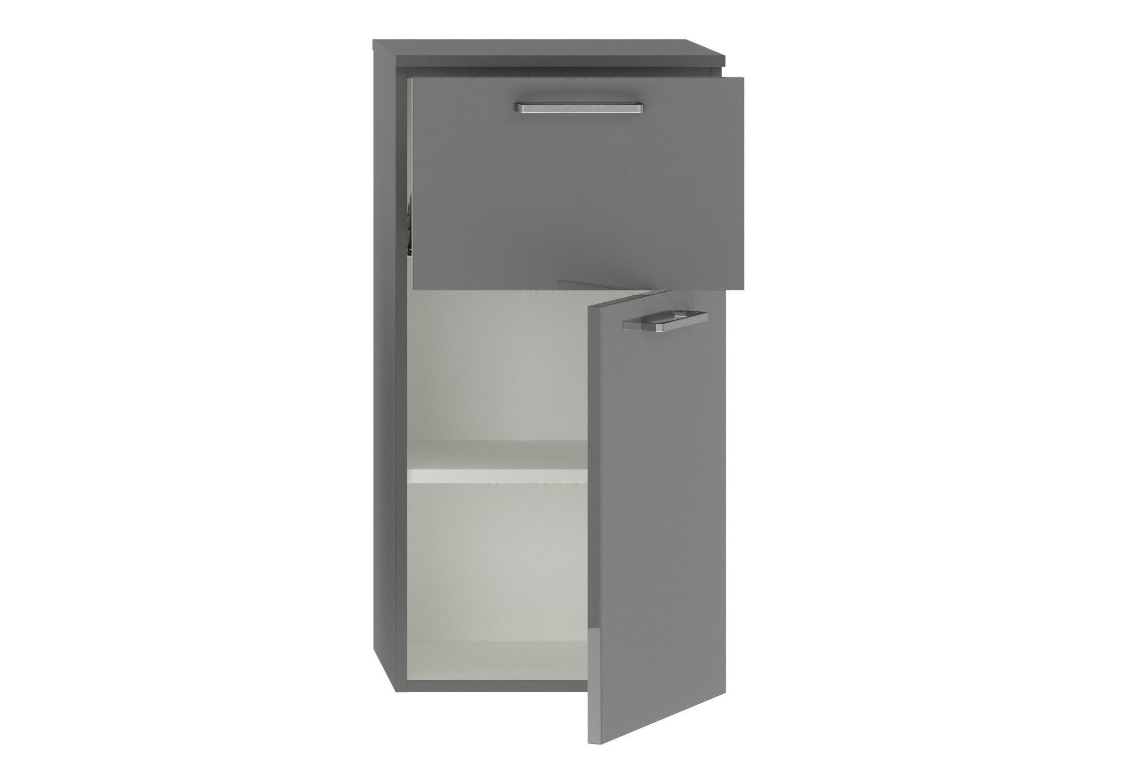 Badschrank grau mit Tür und Schublade nobilia