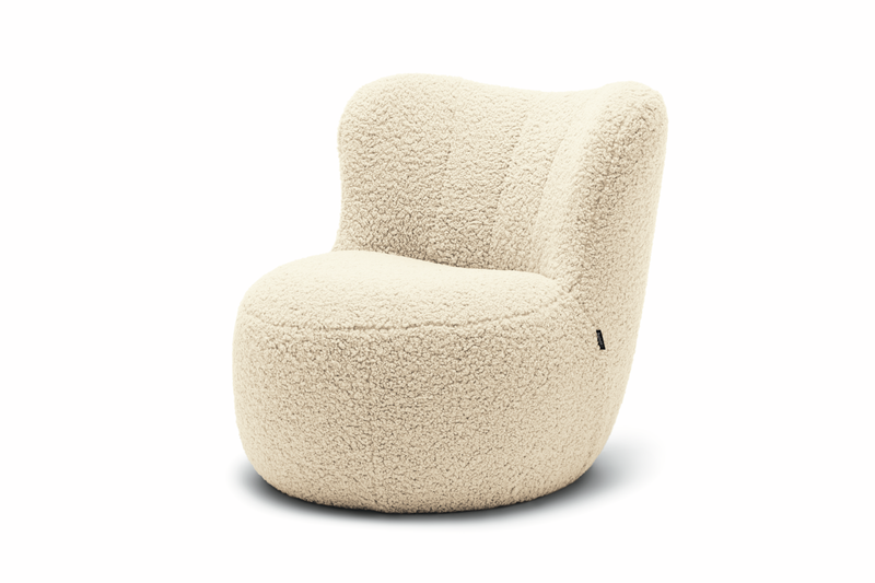 freistil Rolf Benz 173 - Sessel | Schäfchen Edition | Bezug 3050 beiger designersessel im plüschbezug vor weißem hintergrund freistil rolf benz 173