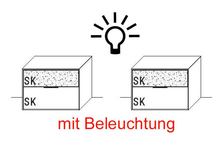 2 x Konsole, 2 Schubkästen mit Akzent + Bel. | B 55,0 cm